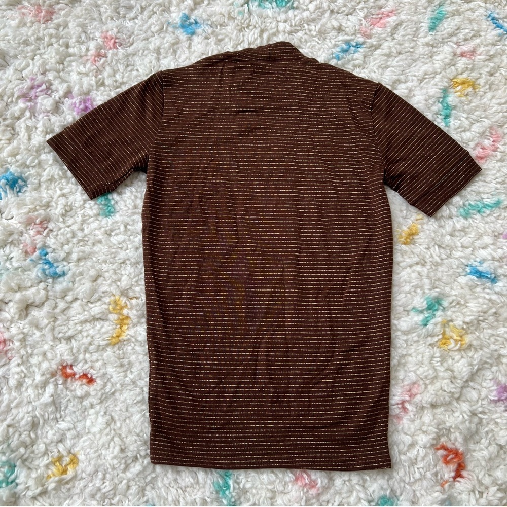 Reformation Brown Striped Short Sleeve Tee - Picture 8 of 8